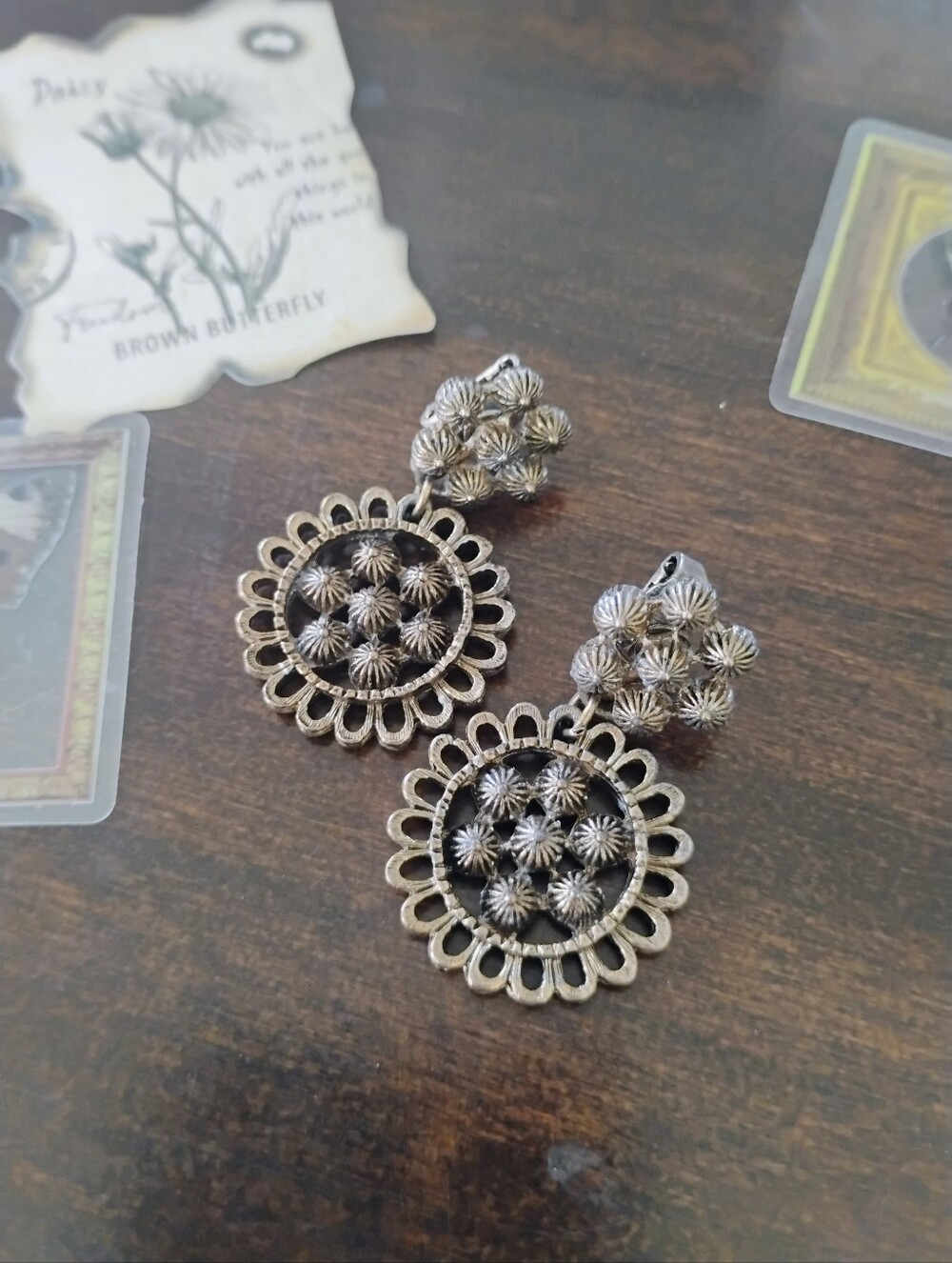Vintage, Earrings Boho Ornate Cut Chandelier Clip On Earring
